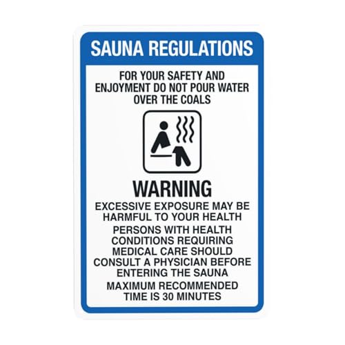 Eletina F23 Sauna Regulations Sign,Pool Warning,Spa Rules Security Metal Signs For Outdoor Indoor Road Yard Garage Home Busines Street Wall Caution Decor 8 X 12 Inch