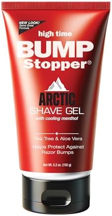 High Time Bump Stopper Arctic Shaving Gel | Cooling with Menthol, Tea Tree & Aloe Vera | Helps Soothe Razor Bumps, Post Shave Irritation & Ingrown Hairs | Precision Shaving for Sensitive Skin | 5.3 oz