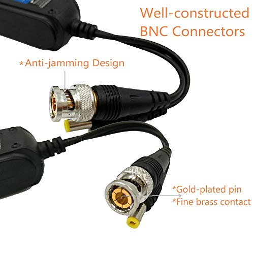 Aimhd 4 Pair Passive Video Balun With Power, Upgraded 1080P - 8Mp Bnc To Rj45 Long Distance Network Transceiver, Cat5E Cat6 Cable To Bnc Male Adapter For Cctv Security Surveillance Camera System #TOP2
