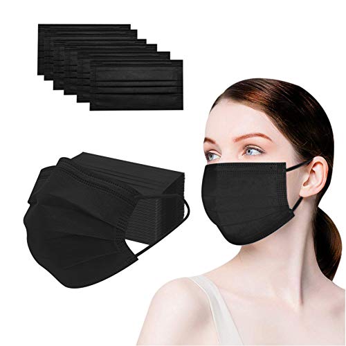 50PCS Disposable Face Masks Filter Breathable 3ply Masks Protection Mouth Cover,Black