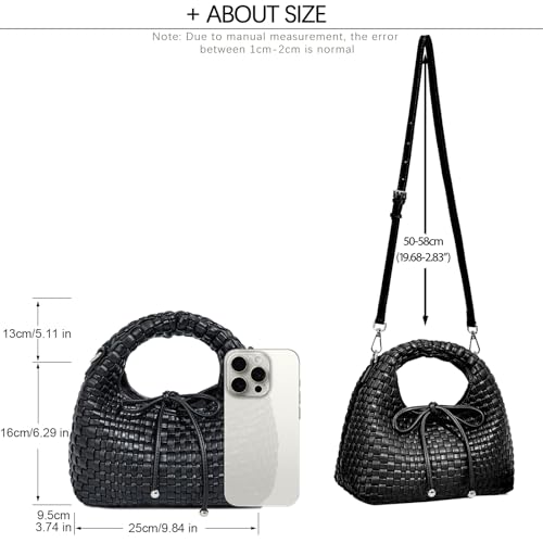 Image of JINMANXUE Fashion Mini Handbag For Women, Woven Tote Bucket Composite Bag Knitting Chain Bags, Crossbody Shoulder Purses
