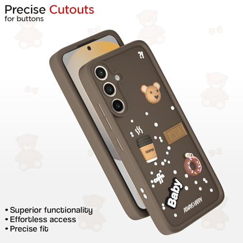 Image of Pikkme Back Cover for Samsung Galaxy S24 FE 5G | 3D Cartoon Silicone Case Cute & Fun Full Protective Bumper Cover (Brown)
