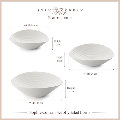 Image of Portmeirion Home & Gifts Home & Gifts Heals Sophie Conran Salad Bowl Set of 3 White (White,11 x 33 x 11 cm)