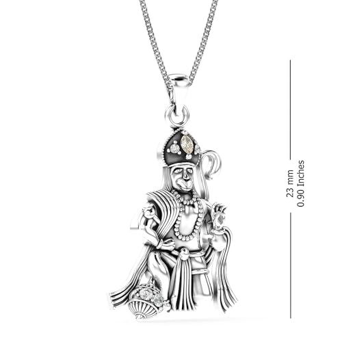 LeCalla Solid Italian 925 Sterling Silver Antique Lord Hanuman Ganesh/Ganapati Pendant Chain Necklace for Men Women4