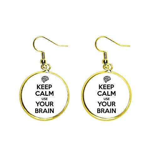 Pendientes largos dorados hipoalergénicos estilo Keep Calm que estilizan el rostro