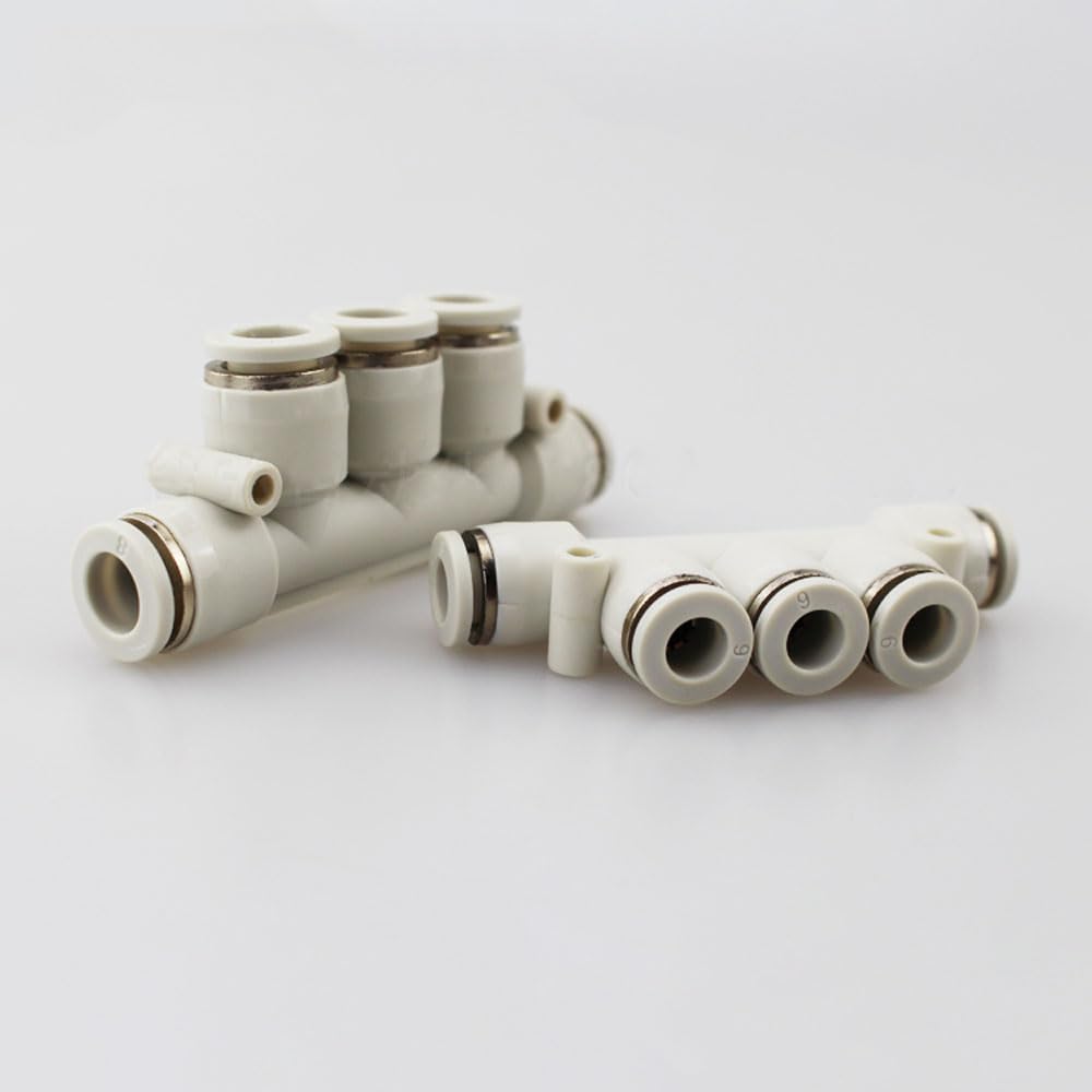 4, 6, 8, 10, 12 mm tubo Euqal PKG 5 porte splitter ottone pneumatico tubo raccordo connettore a spinta accoppiatore (K-12)