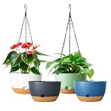 Lookat Hanging Planters, 4 Pack, Self-Watering, 7.5 Inch, Multicolor