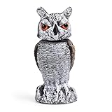 OFFO Taubenabwehr, Vogelscheuche Eule mit 360° Drehbar​Kopf, Vogelabwehr Eule Attrappe, Dreht den Kopf mit Dem Wind, Effektive Vogelabwehr für Balkon, Terrasse, Garten, Mittel, Lange Ohren