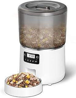 Petnimal Automatic Cat Feeder, 4L Cat Feeder Automatic with Timer, Push-drain Design, Meals&Portion Settings, Dual Power Supply, Removable Stainless Stain Bowl, Automatic Feeders for Cats, Dogs, Pet