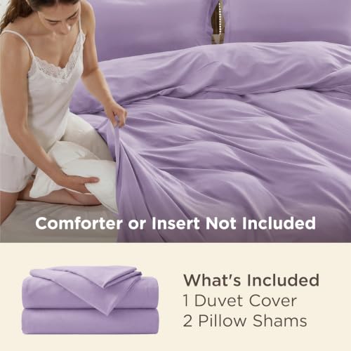 Image of Bedsure Duvet Cover Full Size, Double Brushed Bedding Set, Light Purple | For Kids & Adults, 80 inchx90 inch Comforter Cover, Hotel Luxury, All Season, Breathable, Easy Care, Lightweight, Zipper Closure