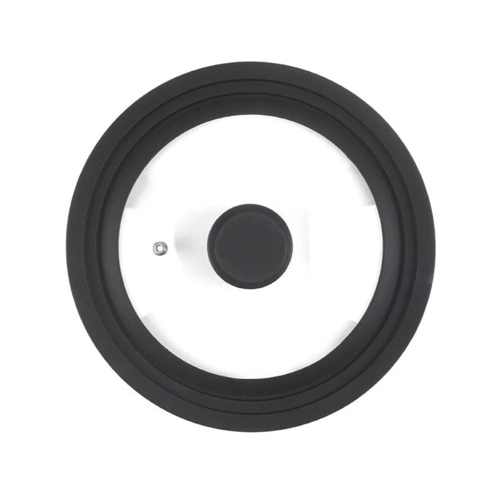 Zyslxhocz Black-28-30-32Cm Universal Round Pot Lid Silicone Rim Tempered Glass Lid Skillet Pan Cover Heat Resistant Replacement Lid Cookware Parts(Black-28-30-32Cm)