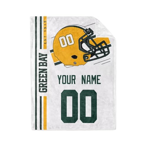 Image of Green Bay Throw Blanket Custom Name and Number Personalized Gifts for Men and Women