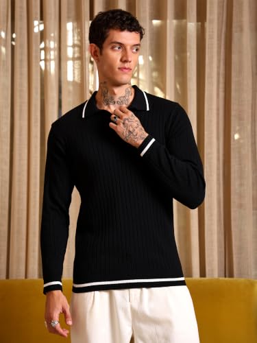 Image of Kvetoo Full Sleeve Winter Wear Woolen Collar Polo Sweater for Men