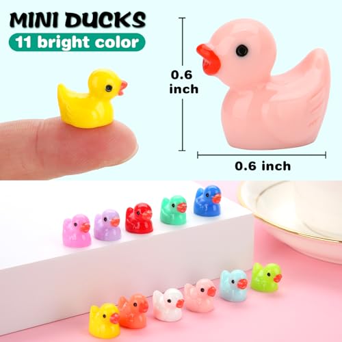 image for GWAHSA 240pcs Mini Ducks, Tiny Resin Duck Figurines Colorful Plastic S