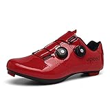 VIPBQO Herren Fahrradschuhe Mit Kompatiblen Stollen Schuh Mit Für Männer Lock Pedal Fahrradschuhe Radsportschuhe Cleats Mountainbike Schuhe Gr.36-47 (41,rot)