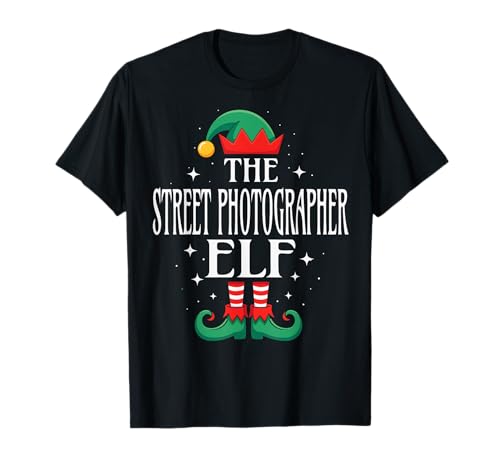 Street Photographer Elf Título del Trabajo Funny Christmas Matching Camiseta