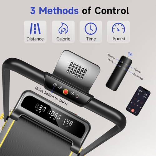 Foldable Treadmill with Incline, Walking Pad with Handle Bar 3 Level Incline, Portable Folding Treadmills for Home/Office 300 Lbs Capacity, Quiet Desk Treadmill with Remote Control & APP4