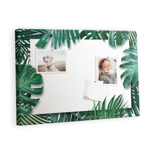 Tableau mural bureau et maison en liege horizontal 60x40 au motif feuilles tropicales