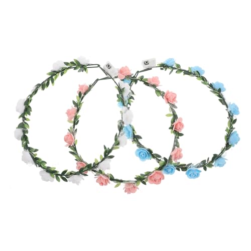 DECOMELODY 3 Piezas guirnalda luminosa diadema brillante diademas diadema de mujer cofre del con tapa venda Tiara con luces LED coronas de flores LED de flores hawaianas paño