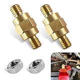 Zeathery 2 PCS Side Post Terminal Bolt, 3/8'-16 Brass Cable Pole Conversion Adapter, Standard Side Post Extender Stud with Nuts, Universal for Cars Trucks Repair Accessories (Gold)