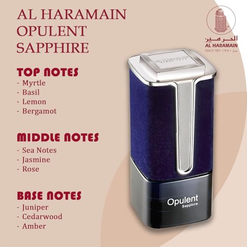 Image of Al Haramain Opulent Sapphire EDP 100 ml - Unisex Woody Aromatic Perfume with Bergamot, Jasmine & Cedarwood | Fresh Long‑Lasting Elegance