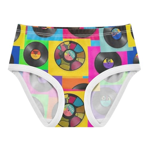 Toddler Girl Briefs, Vintage Records Colorful Girls' Cotton Brief Underwear, 2T–8 Years