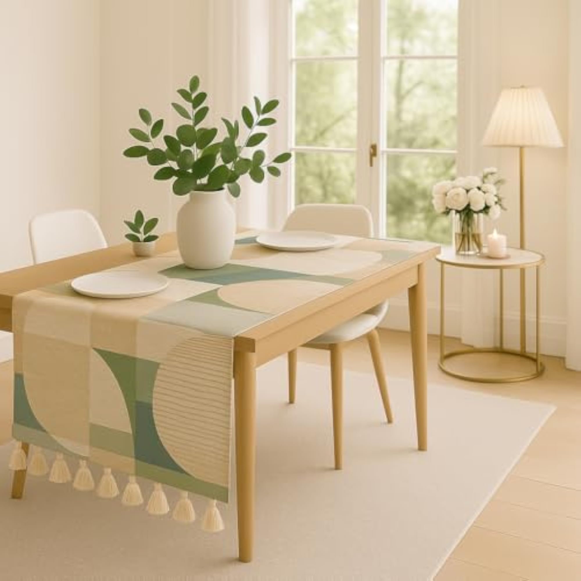 Abstract Harmony Tassel Table Runner for Centre Table