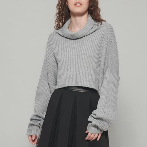 Image of DKNY Women's Turtleneck All-Day Comfort Cropped Sportswear Sweater