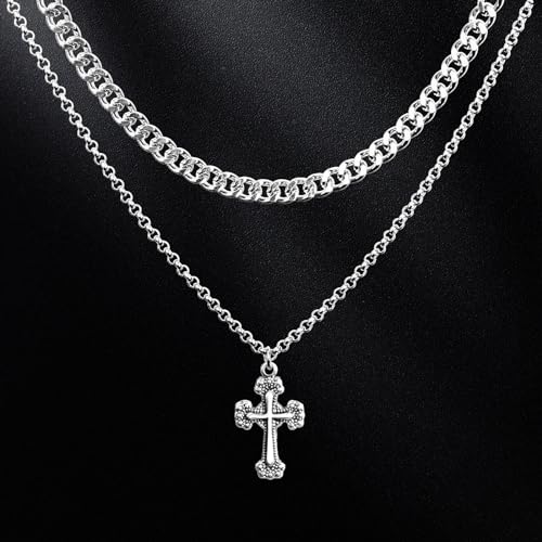 Cross Neckless for Men&Women Layer Necklaces Stainless steel cross chain Cross Necklace Faith Pendant4