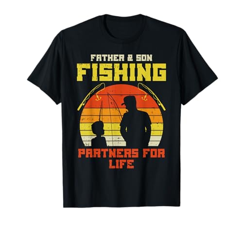 Father Son Fishing Partners for Life Retro Matching Dad Gift T-Shirt