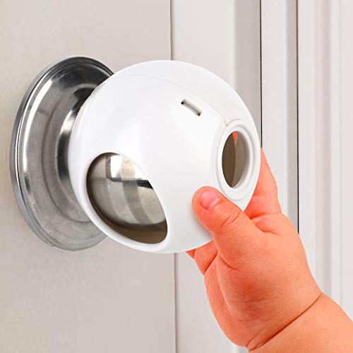 Door Knob Safety Cover for Kids (4 Pack) New Shape & Structure Design