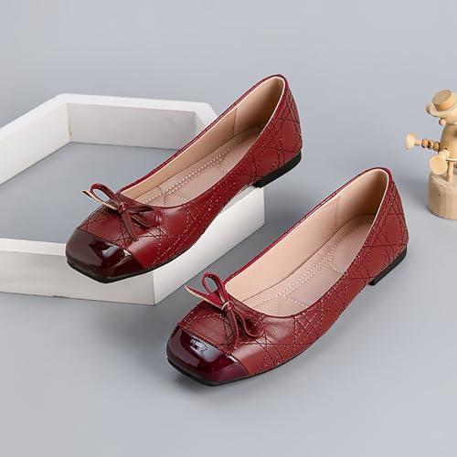 Women's Bow Ballet Flats for Casual, Comfortable Low Heel Closed Cap Toe Slip On Shoes for Party Wedding Vacation2