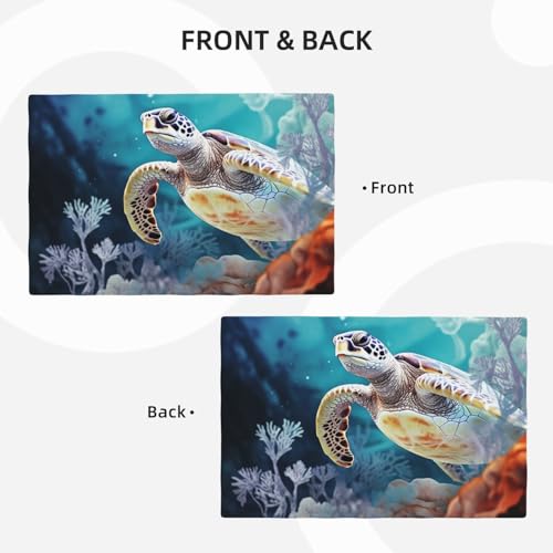 Set de table antidérapant tortue et corail lavable et tapis de table durable résistant chaleur