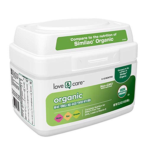 Love & Care Organic Infant Formula Powder with Iron, Organic Ingredients Plus DHA, Lutein & Vitamin E, 23.2 Ounce