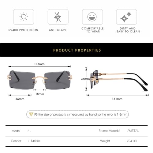 CGZWFERA-Rimless Rectangle Sunglasses for Women Frameless Glasses for Men Ultralight UV400 Eyewear Shades3