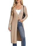 GRACE KARIN Women‘s Long-Sleeve V-Neck Long Cardigan Spring Lightweight Cardigans Dark Apricot M