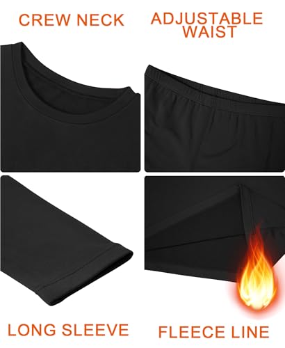 QooNoo Girls Thermal Underwear Kids Long Johns Base Layer Set Winter Fleece Lined Top and Bottom Set4