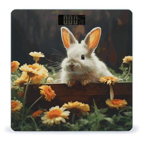 Báscula digital de cuerpo con diseño conejo y flor miniatura 1
