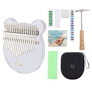 DishyKooker Kalimba Acrilico Thumb Piano 17 tasti con accordatore Martello Gig Bag Trasparente Simpatico gatto Thumb…