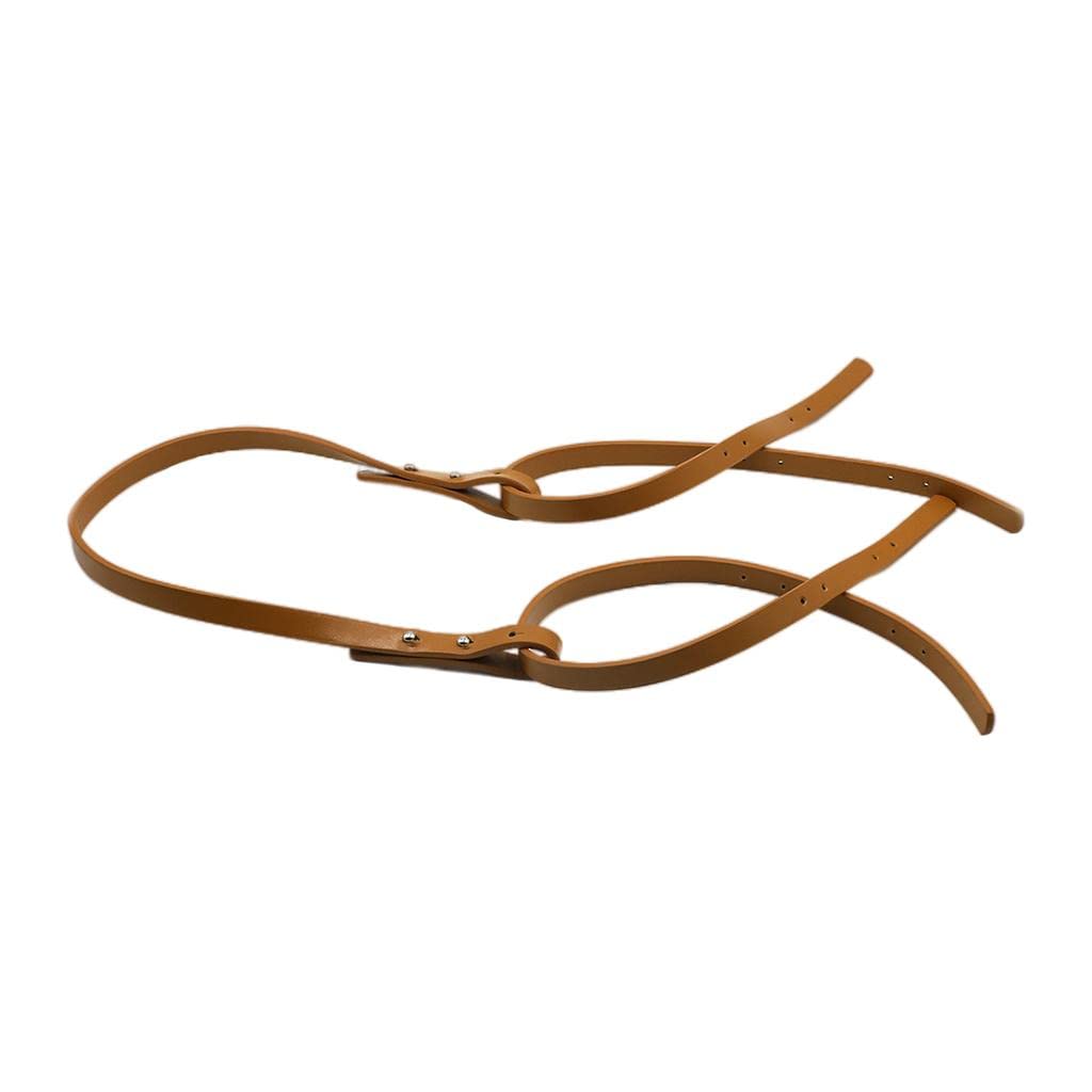 NIVAA Leather Strap Handle Shoulder Bag Belt For Handmade Weave Handbag Bucket Bag Khaki-image-19