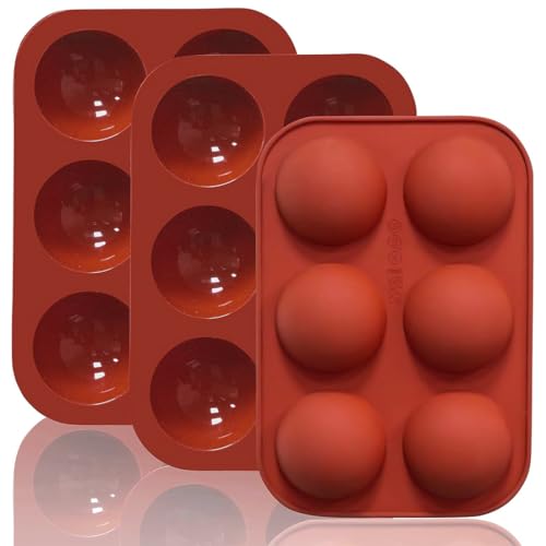 HUZNA 3 Molde Silicona Bombones Semiesfera Mini,Molde Bombones Ø 5 cm de 6 Cavidades,Cavidades de Media Esfera,para Bombones Mousse de Cúpula Gelatina Budín Muffins