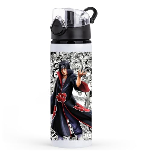 Image of Anime sipper water bottle with Itachi Print for Use school, gym, tuition, travling, yoga | Aluminium sublimation sipper bottle 750ml black cap (Itachi Uchiha-A-1)