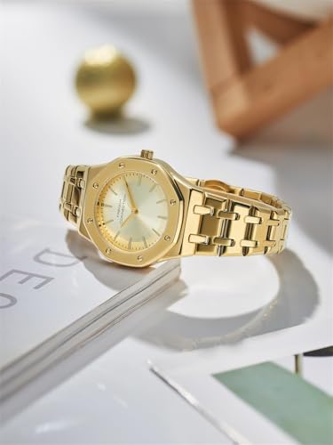 Image of French Connection Octa Edge | Analog | Champagne Sunray Dial | Gold Stainless Steel Strap | Watch for Women - FCB25GM