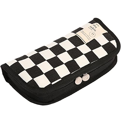 ペンケース 筆箱 韓国風 スマイル チェック柄 ペンポーチ 韓国文房具 韓国文具