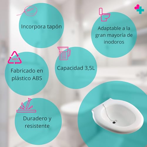 Miniatura 3 de Bidet Portatil. Bidet Portatil Para Wc Con Tapón Incorporado. Baño De Asiento Adaptable A Wc. Bidet Sanitario Capacidad 3,5l. Baño De Asiento Para Wc Universal
