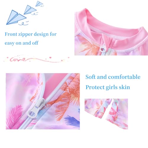 Image of UMELOK Girls Long Sleeve Rash Guard One Piece Swimsuits with UV Protection Sunsuit