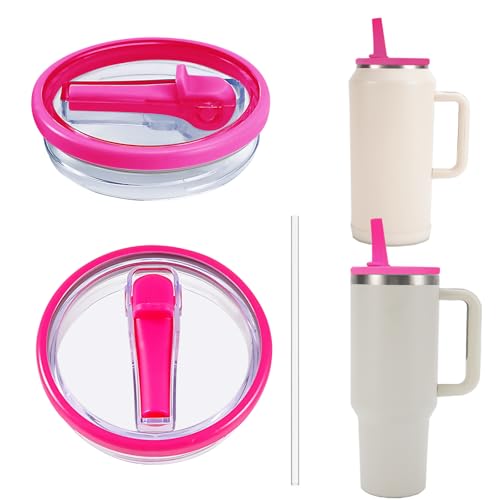 Replacement Leak Proof Tumbler Lid With Straw - Fit For Stanley 40oz 64oz Adventure Quencher and Quencher 2.0 Tumbler (Pink, 40oz)