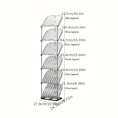Image of Cortina Shoe Rack Vertical Shoes Racks for Entryway Corner Shoe Storage Organizer for Small Spaces Transparently Tall Slim Shoe Shelf for Front Door Entrance Living Room - 6 Layer
