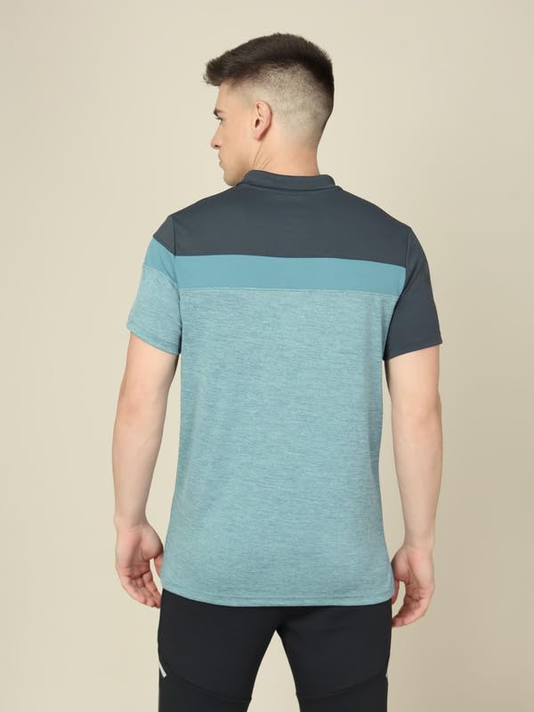 Image of TECHNOSPORT Men's Polo Neck Colorblock Half Sleeve T-Shirt - (MTP741 PRNT)