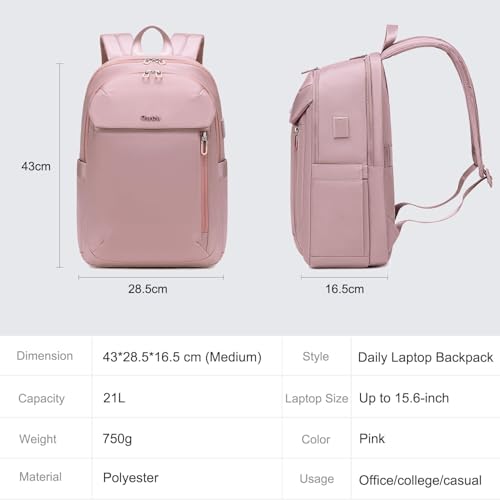 Image of CHANTRIA Backpack for Women 21L Medium Bagpack for Office Travel 15.6 inch Laptop Bag with USB & Type-C Charging Port Water-resistant Multi-functional Multi-pocket Ladies Backpack